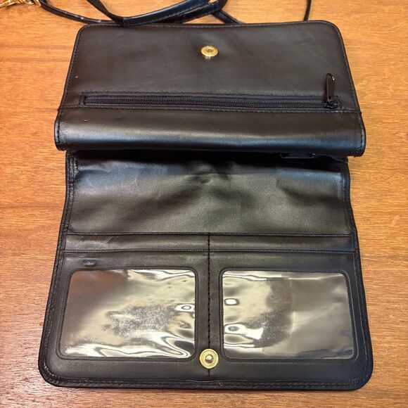 VTG Buxton Black Leather Velvet Touch Cowhide Wallet/Crossbody Bag - Picture 7 of 11